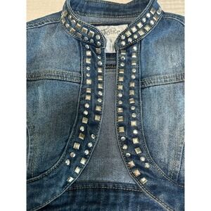 Justice Girls Denim‎ Bolero Jacket Studded Collar Short Sleeve Kid Size 8
